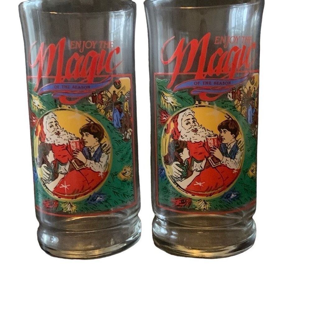 Vintage Coca Cola 1989 Glasses Lot Set of 2 Relive the Magic of the Season